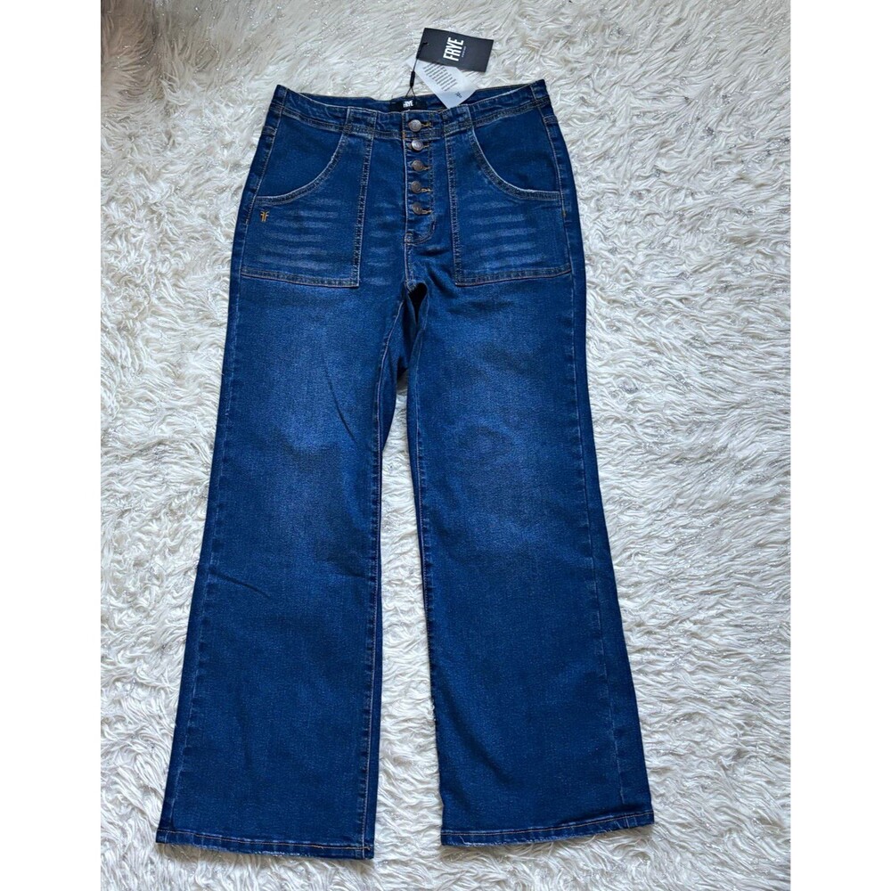 Frye Blue Women’s High Rise Button Fly Bootcut Denim Jeans Pockets Size 4